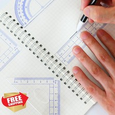 13 Pcs Math Compass Geometry Set Protractors Ruler Case Brown