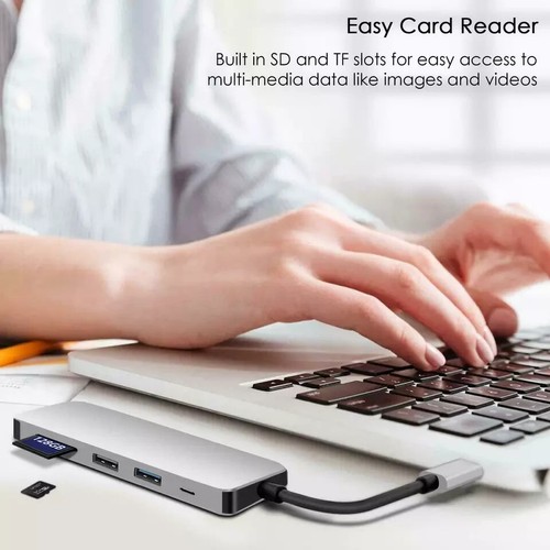 MiCAR USB TYPE C HUB 3.0 2.0 4K HDMI FEMALE PORT MICRO SD CARD READER 7IN1 RG45 - Picture 6 of 8