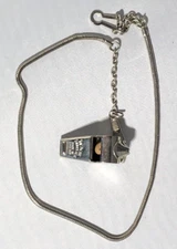 Vintage Acme Thunderer Whistle Made in England Cork Pea Ball on Lanyard WORKS!