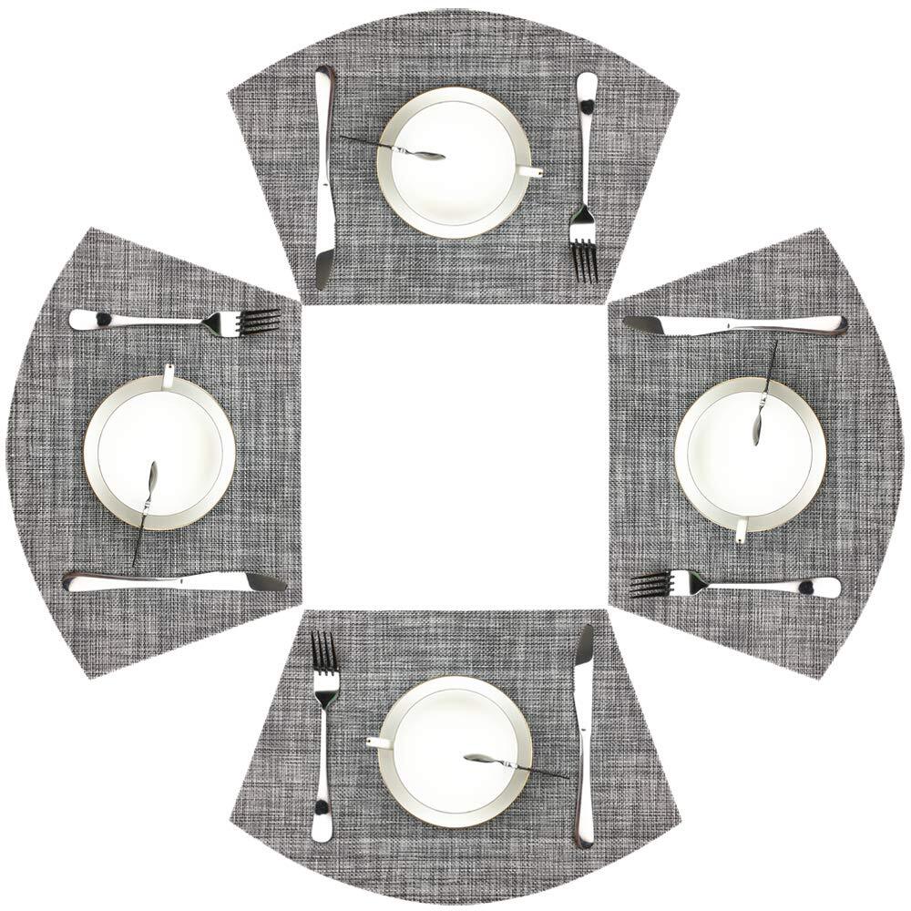 Wedge Placemats Set of 4 Vinyl Placemats for Round Tables Woven 