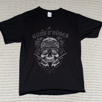 GUNS N ROSES Official Shirt Adult Large Skull Guns Bandanna Mens L
