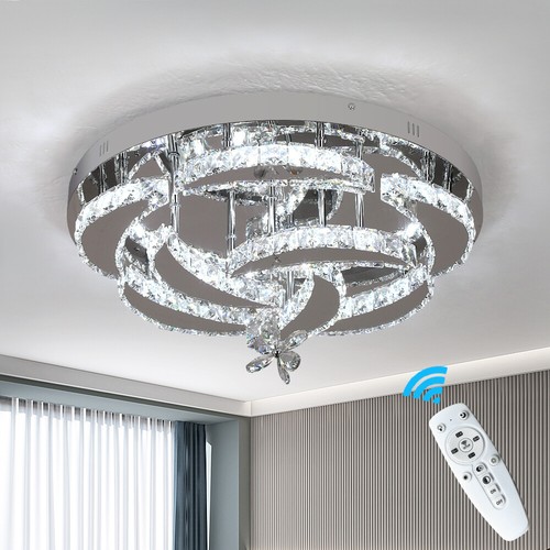 56W Dimmbar Kristall LED Deckenleuchte Kronleuchter Wohnzimmer mit Fernbedienung