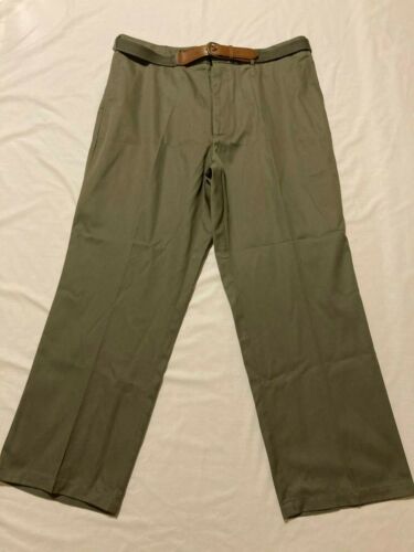 NWOT Duke Chinos Belted Flat Front Green Dress Pants men's Size 40 x 28 - 第 1/10 張圖片