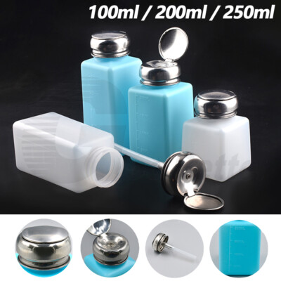 Leerer Pumpspender Plastikflasche flüssiger Nagellack Acetonentferner Alkohol