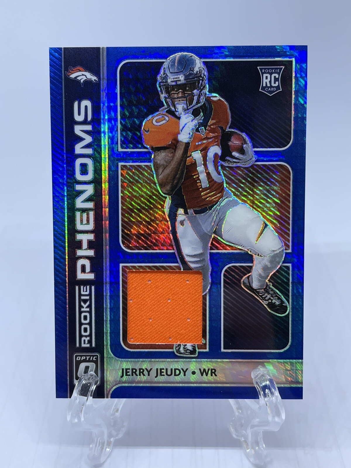 2020 Panini Donruss Optic - Rookie Phenoms Jerry Jeudy #RP-7 Blue Hyper Prizm (MEM, RC)