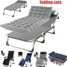 NAIZEA Camping Folding Cot Adult Sleeping Full Flat Lounge Chair Mattress Pillow