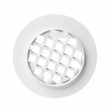 Thrifco 4401249 4-1/4" White Plastic Strainer - Shower Drain Square Grid