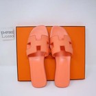 36.5 NEW HERMES ORAN H SANDALS SLIPPERS CLASSIC EPSOM Orange Joey