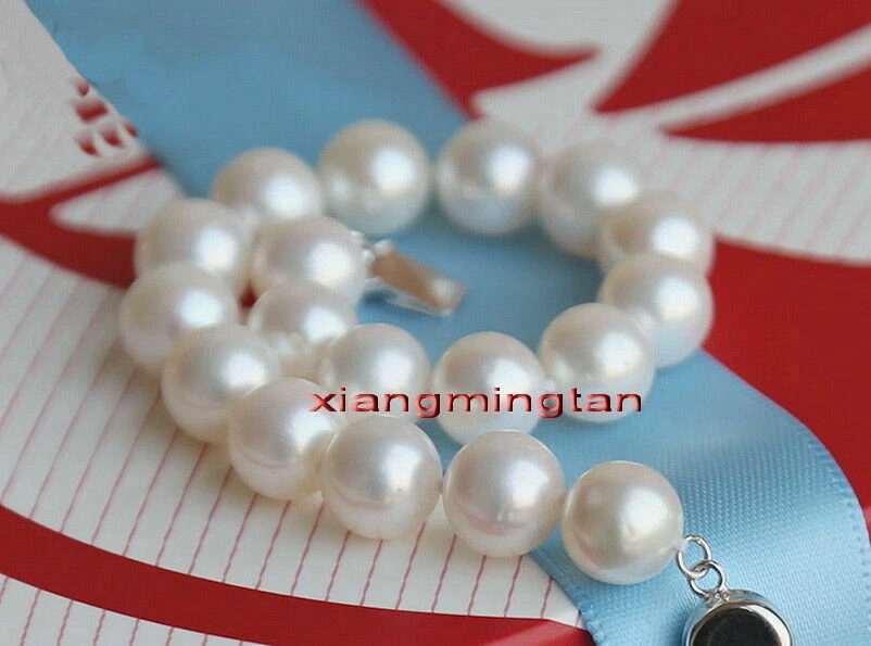 AAAAA 7,5"11-12mm Natural Real Redondo Mar do Sul BRANCO Pulseira de Pérolas OURO 14K - Imagem 4 de 4