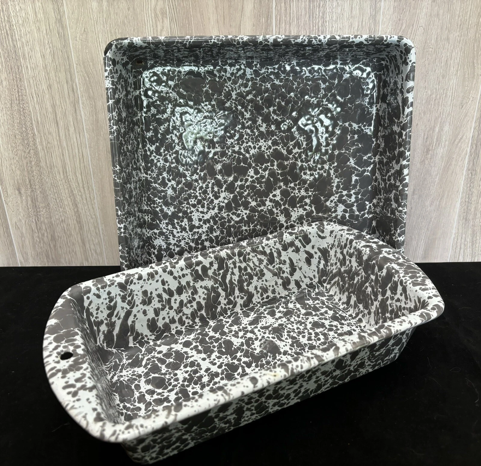 Crow Canyon Home Gray Enamelware Metal Cake Loaf Baking Pans