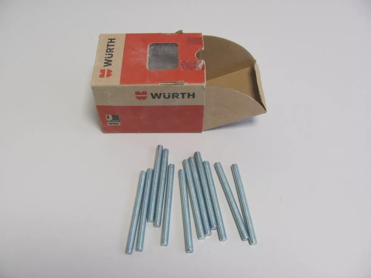 12 Stk. Würth Gewindestücke DIN 976-4.8 Form A - Stahl - M8x100 