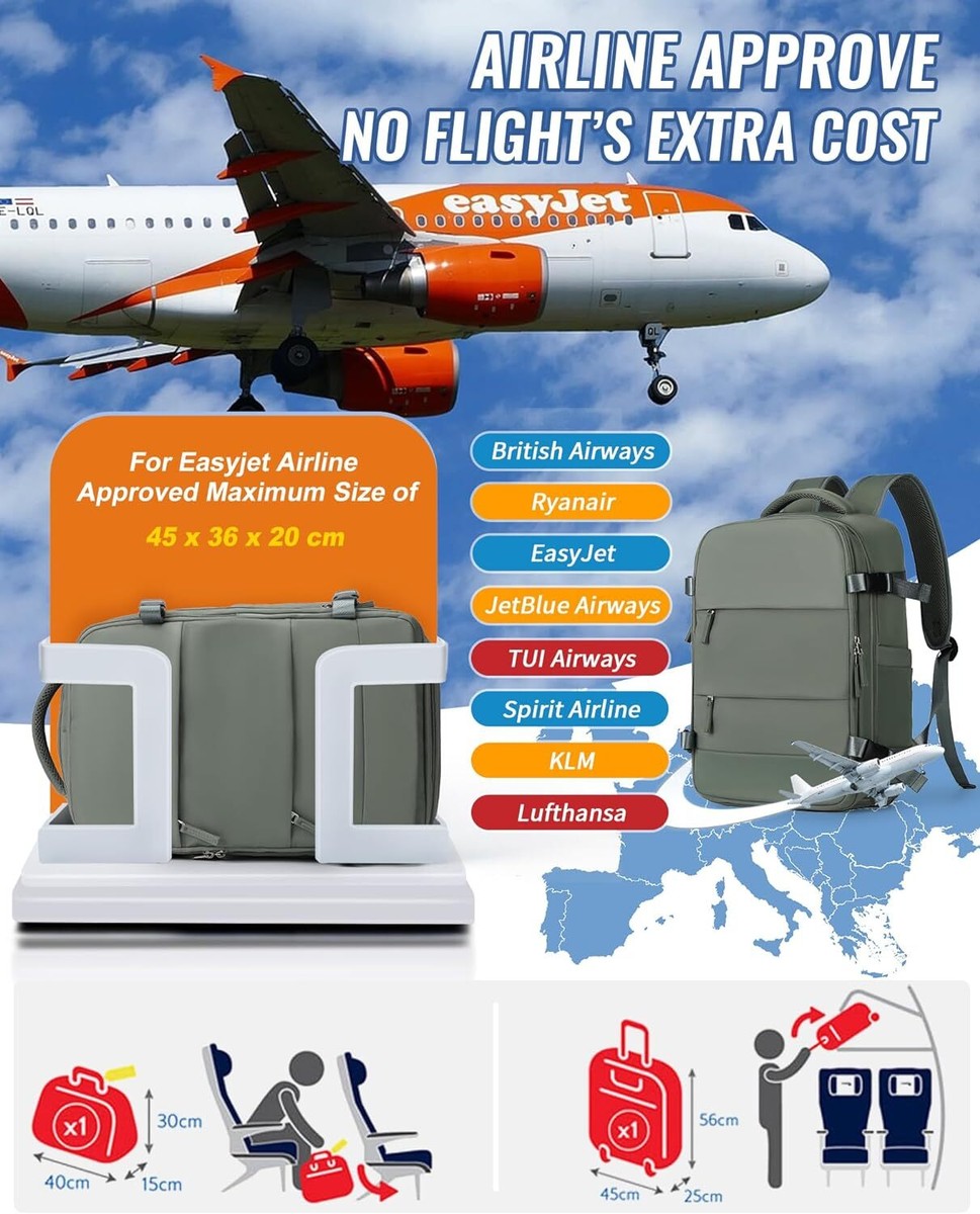 PER RYANAIR AIRLINES Borsa Da Cabina Sottosella 40X20X25 Borsone Pieghevole Da Viaggio EUR 19,90