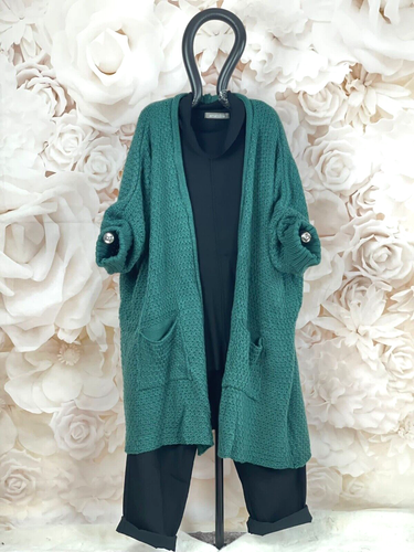A2507 AMANDINE Strickmantel /-jacke mit Taschen Royalblau EG 44 - 56 - Bild 3 von 9