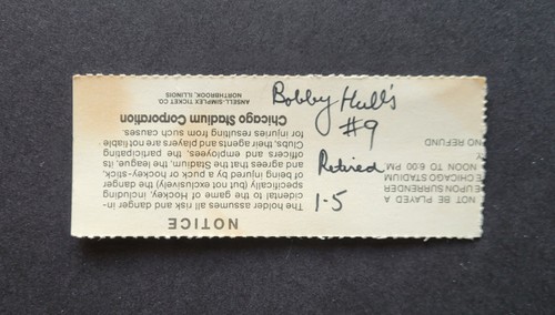 Blackhawks vs Bruins 1983 Hockey Ticket Stub Bobby Hull's #9 Retired - Picture 2 of 3