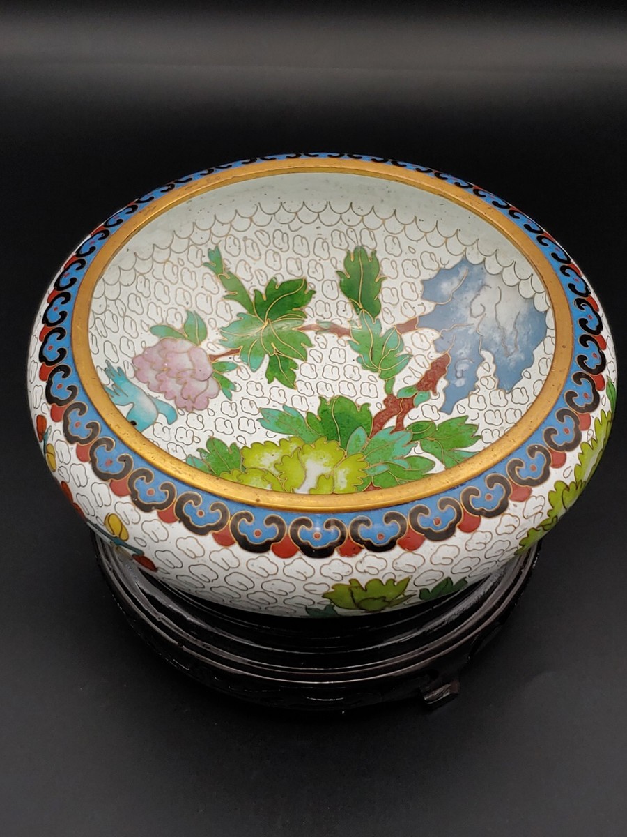 景泰蓝珐琅彩洞庭花卉笔洗Vintage Chinese Cloisonne Enamel Full Art