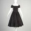 1980s I. Magnin Off Shoulder Party Dress in Black with White Polka Dots