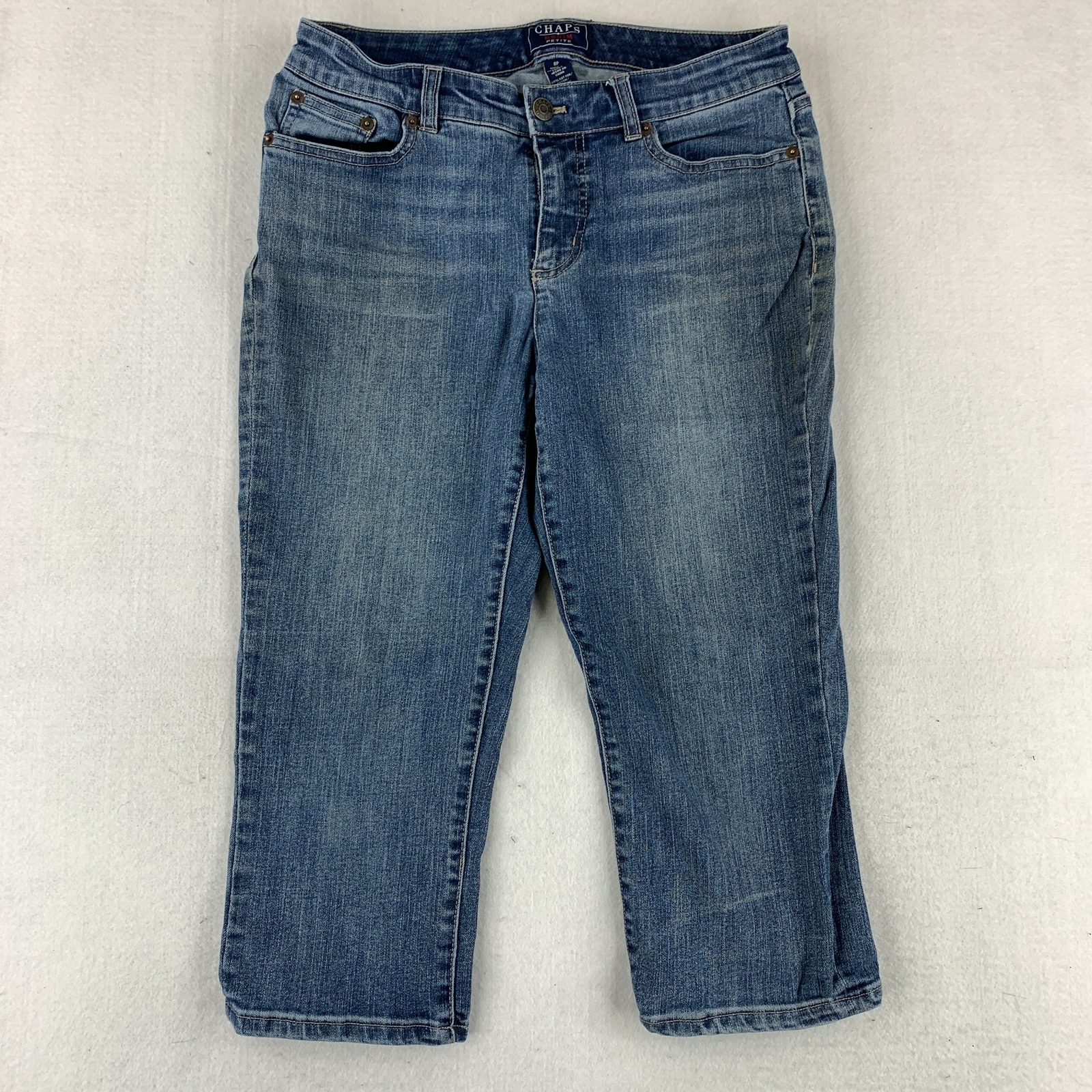 Chaps Denim Petite Capri Jeans Women's 8P Blue 5Pocket Mid Rise Cotton Blend eBay