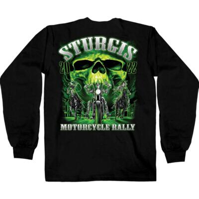 Hot Leathers Sturgis 2022 Skull Riders Motorrad Rally T-Shirt SPB2001 Schwarz