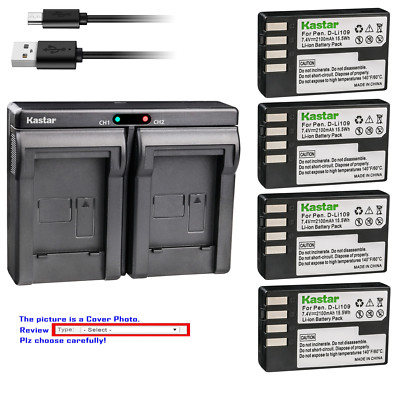 Kastar Battery Dual Charger for Original Pentax D-Li109 D-BC109 Pentax KP Camera