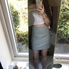 Pretty Little Thing blue faux suede mini skirt size 6