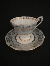 Set tazza da tè blu chiaro e oro vintage tazza da tè e piattino Royal Standard tazza da tè