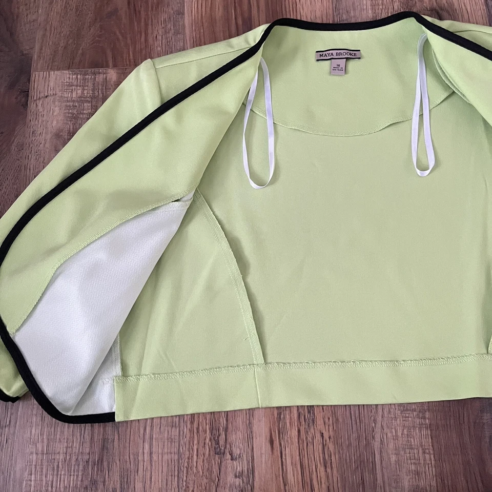 NWT Maya Brooke Open Front Jacket Women's Size 16 Lime Green Padded Shoulders 1S - Image 3 of 4