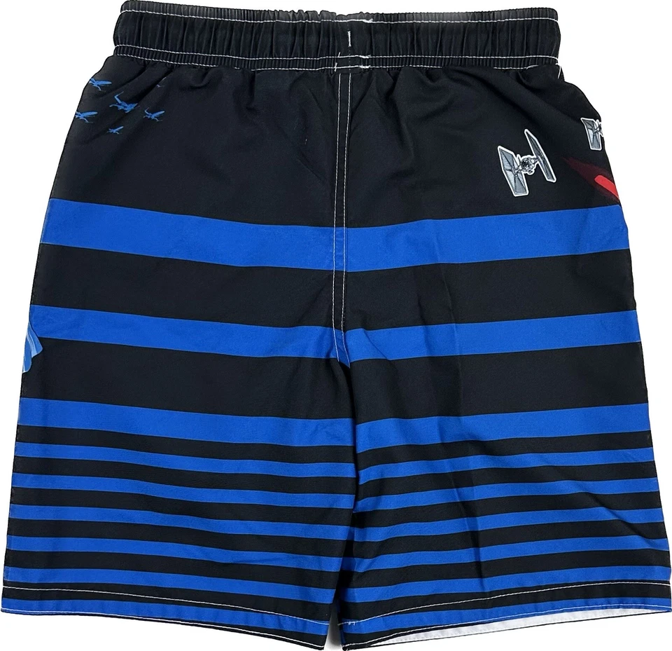 Pantalones Cortos de Natación Disney Niños Azul Negro Cintura Elástica Rayas Star Wars Talla 5-6 Foto 2 de 3