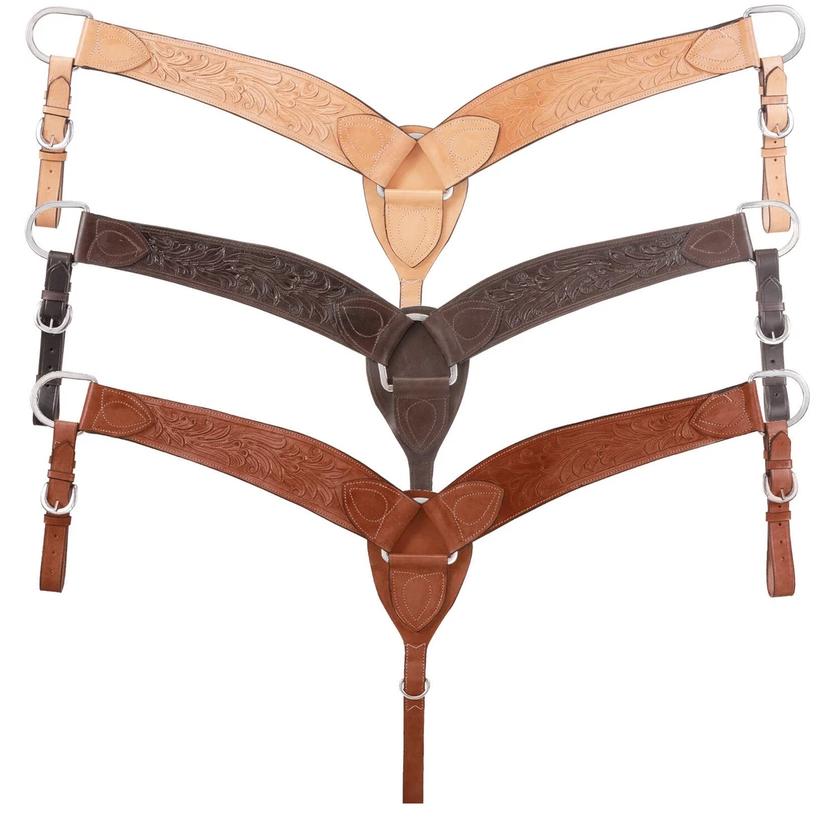 Pettorale Western Tough-1 Ranch Style – Pelle Lavorata A Mano Per Sella Western