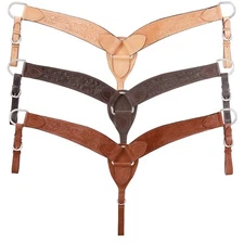 Western Saddle Ranch Style Breastcollar - Fully Tooled Leather