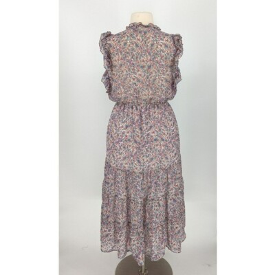 BB Dakota Floral Ruffle Midi Dress Pink Gray XXL western bohemian  cottagecore