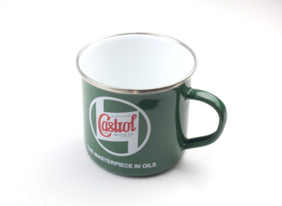 Vintage Castrol Classic Emaillierter Blechbecher Retro Stil Castrol Tasse Brandneu