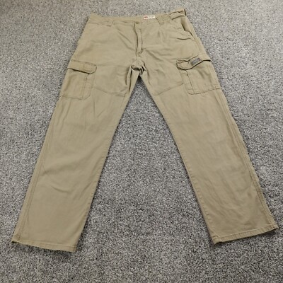 Wrangler Pants Mens 38X32 Beige Cargo Utility Relaxed Baggy Work Hiking  Stretch
