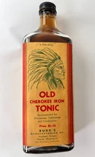 Vintage Native American Burks OLD CHEROKEE IRON TONIC Medicine Portland Seattle