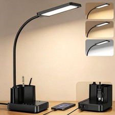 Desk Lamp with Charger, USB-/USB-A  AC Outlet, Dimmable Desk Light  Table L...