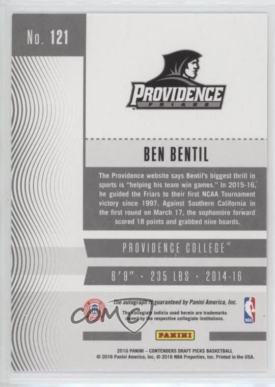 2016 Contenders Draft Picks College Ticket Variation Ben Bentil Rookie Auto RC - Image 2 of 2