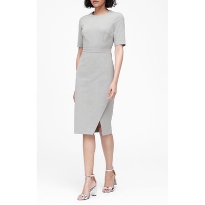 Banana Republic Bi Stretch Short Sleeve Sheath Dress Gray Career Womens Size 18