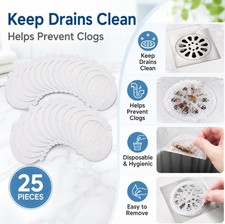 25Pc Disposable Drain Hair Catchers Shower Sink Strainer Stopper Filter Covers