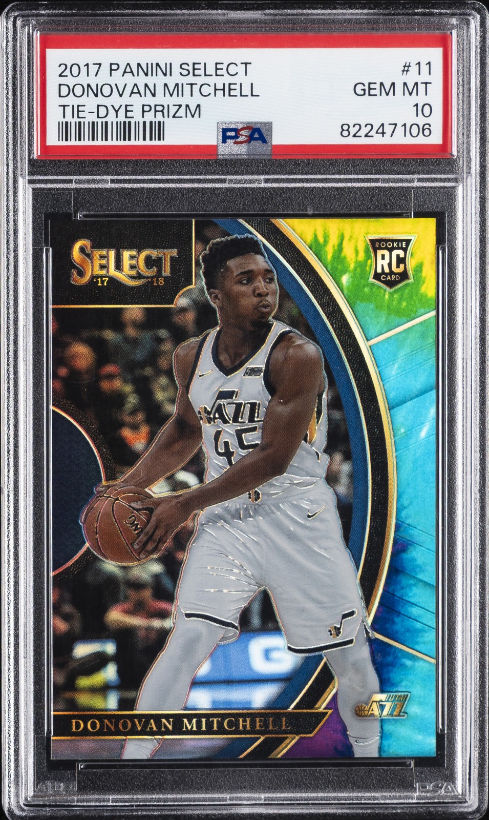 2017 PANINI SELECT TIE-DYE PRIZM #11 DONOVAN MITCHELL ROOKIE RC 3/25 PSA 10