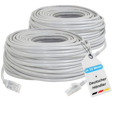 2x LAN Kabel 30M Patchkabel Cat 5 Netzwerkkabel DSL Ethernet Internet RJ45