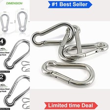 Heavy Duty 316 Stainless Steel Carabiner Clips 3 Inch 4 Pack Spring Snap Hooks