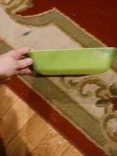 Vtg Anchor Hocking 1 Qt Fire King Loaf Pan Baking Dish Ombre Green Ovenware 