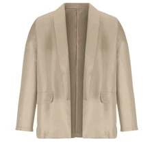 Beige Blazer Long Sleeve Open Front Size XL Work Office Jacket Lightweight