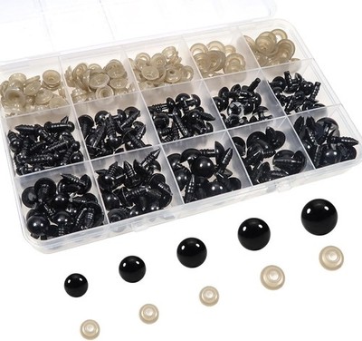 TOAOB 150 Stück Sicherheitsaugen für Häkeltiere 6 mm bis 12 mm Amigurumi Augen