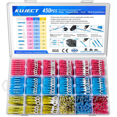 450PCS Heat Shrink Wire Connectors, Multipurpose Waterproof Electrical Wire Term