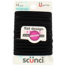 Scunci No-Damage Black Hair Ties, Flat Design All Day Hold 14-Pcs per Pack 2...