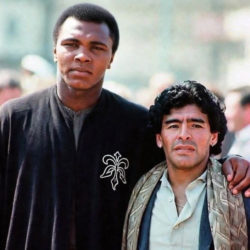 Fotografia Vintage Muhammad Ali Diego Maradona 1987 Due Leggende dello Sport