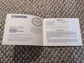 Monster Party Nintendo NES Instruction Manual Booklet ONLY Retro Vintage Nice