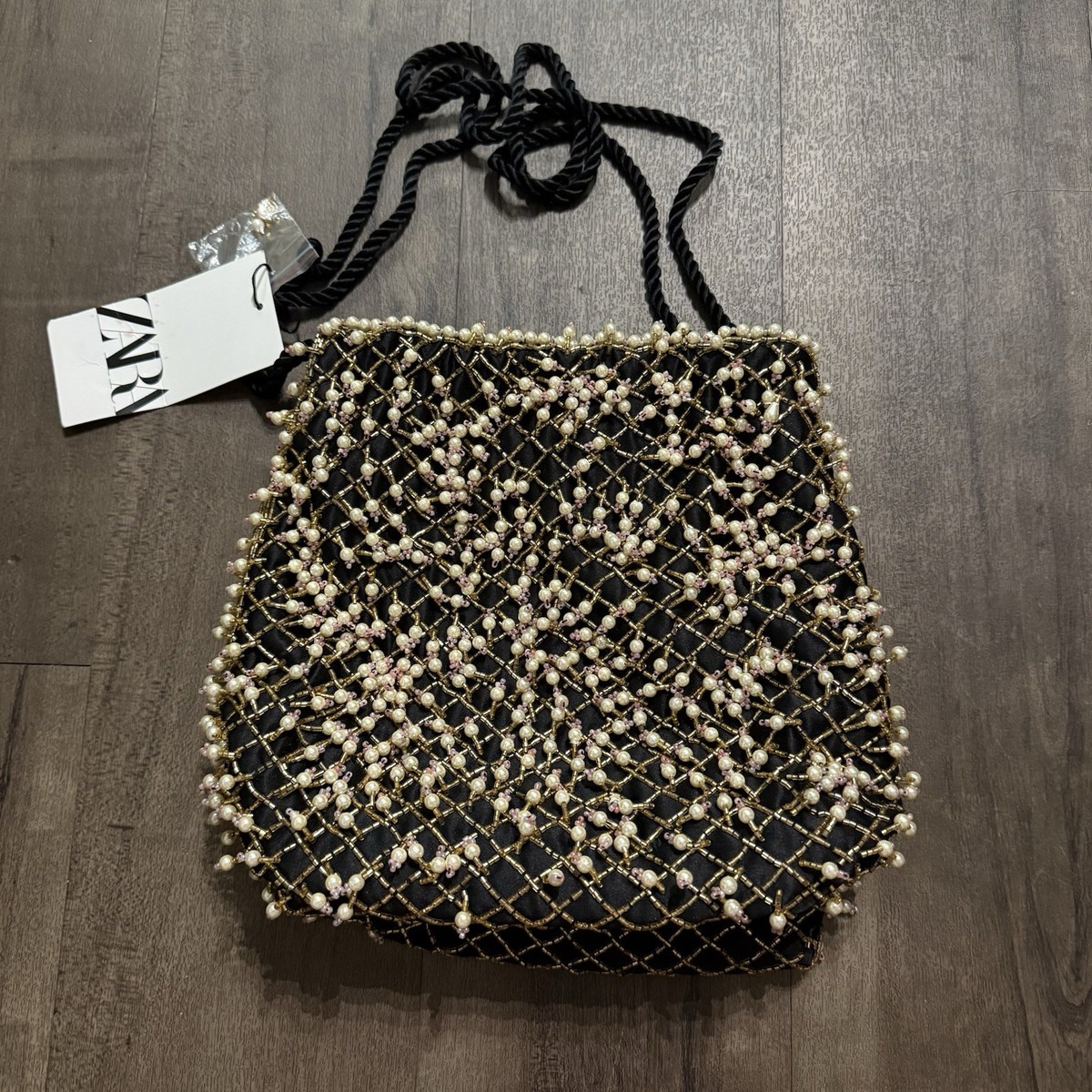 ZARA【NEW】 BUCKET BAG WITH BEADING Zara + Beaded Bucket Bag
