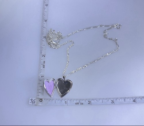 Vintage Diamond Cut Satin Sterling Silver Heart Shape Locket Pendant Necklace - Picture 19 of 19