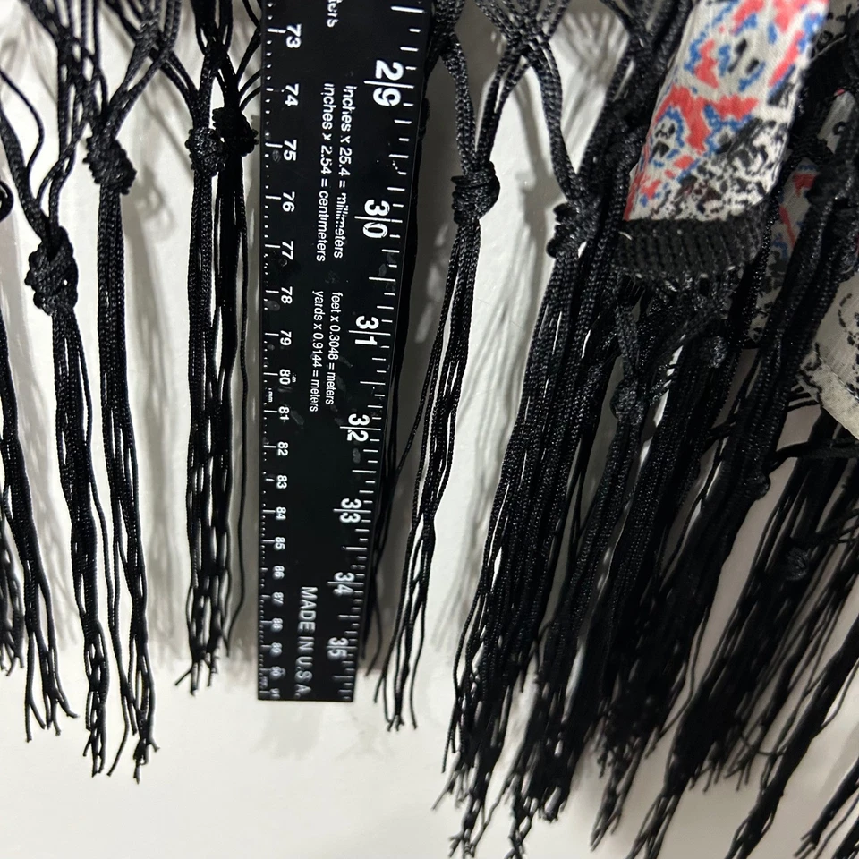 maurices Womens Kimono Sheer Geometric Print Fringe Bohemian Flowy Lightweight - Image 4 of 4